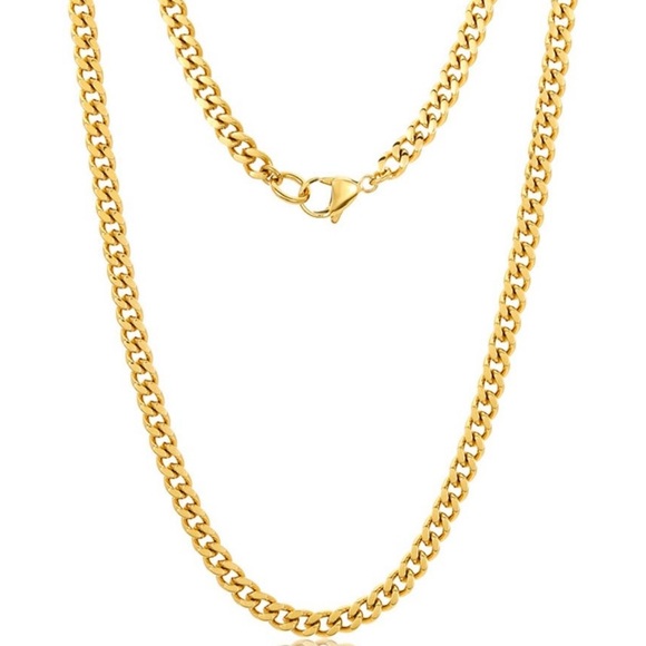 Gold Cuban Link Curb Chain Necklace - Picture 2 of 6
